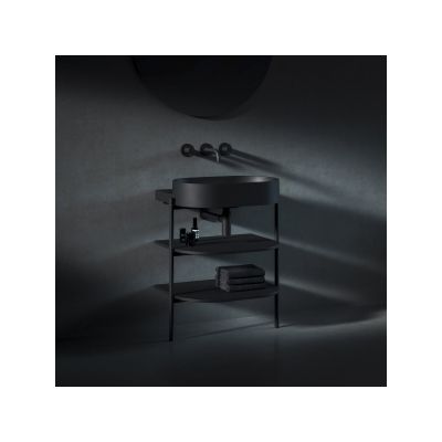 Ravak Yard umywalka 60,5x50 cm półokrągła czarna XJX0D060000