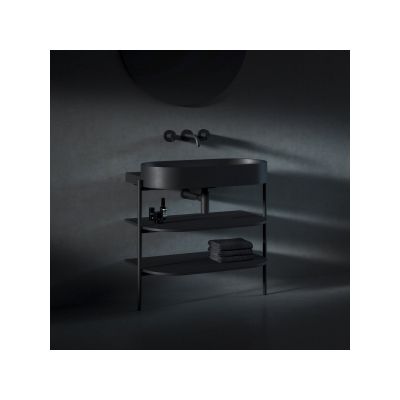 Ravak Yard umywalka 80,5x50 cm półokrągła czarna XJX0D080000