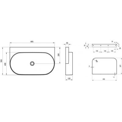 Ravak Yard umywalka 80,5x50 cm półokrągła czarna XJX0D080000