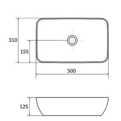 Ravak Uni Slim umywalka 50x31 cm prostokątna nablatowa czarny mat XJX0D150000