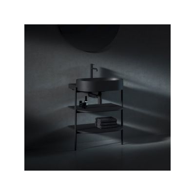 Ravak Yard umywalka 60,5x50 cm półokrągła czarna XJX0D260002