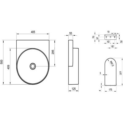 Ravak Yard umywalka 50x40 cm półokrągła ścienna biały mat XJX0E040000