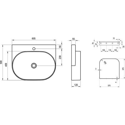 Ravak Yard umywalka 60,5x50 cm półokrągła biały mat XJX0E260001