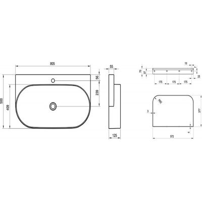 Ravak Yard umywalka 80,5x50 cm półokrągła biały mat XJX0E280001