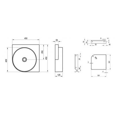 Ravak Yard umywalka 45x45 cm półokrągła ścienna alabaster pink XJX0G045000