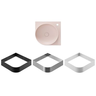 Ravak Yard umywalka 45x45 cm półokrągła narożna ścienna alabaster pink XJX0G245000