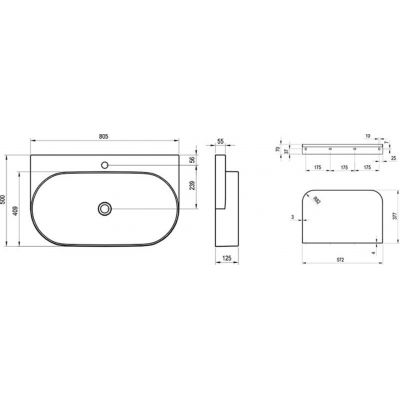 Ravak Yard umywalka 80,5x50 cm półokrągła ścienna alabaster pink XJX0G280000