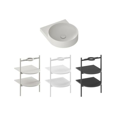 Ravak Yard umywalka 50x40,5 cm półokrągła ścienna smoke grey XJX0O040000