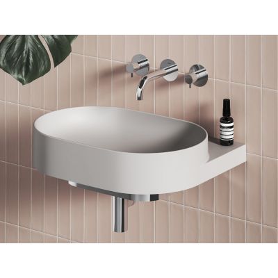 Ravak Yard umywalka 60,5x50 cm półokrągła ścienna smoke grey XJX0O060000