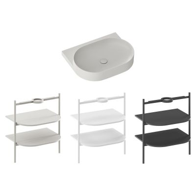 Ravak Yard umywalka 60,5x50 cm półokrągła ścienna smoke grey XJX0O060000