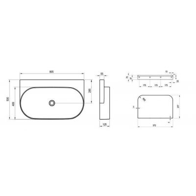 Ravak Yard umywalka 80,5x50 cm półokrągła ścienna smoke grey XJX0O080000