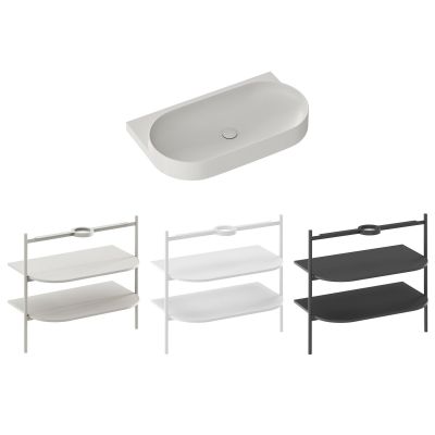 Ravak Yard umywalka 80,5x50 cm półokrągła ścienna smoke grey XJX0O080000