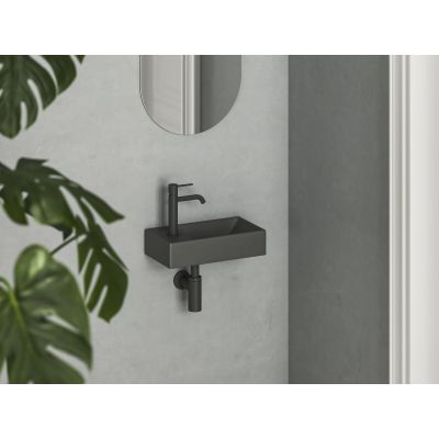 Ravak Veda umywalka 40,8x22,2 cm prostokątna ścienna antracyt XJXL3240000