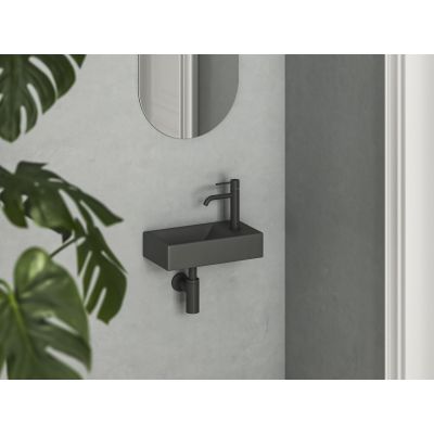 Ravak Veda umywalka 40,8x22,2 cm prostokątna ścienna antracyt XJXP3240000