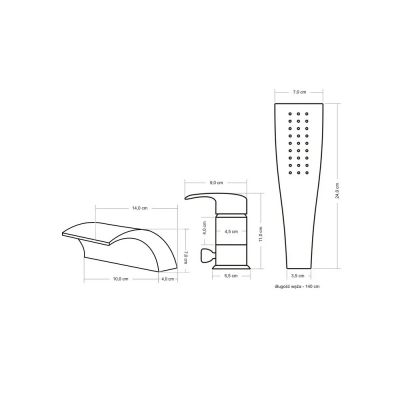 Rea Riven bateria wannowo-prysznicowa nawannowa złoty szczotkowany REA-B0494