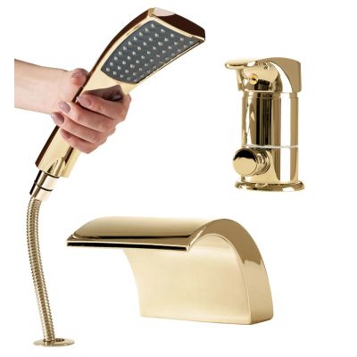 Rea Riven bateria wannowo-prysznicowa nawannowa złota REA-B0497