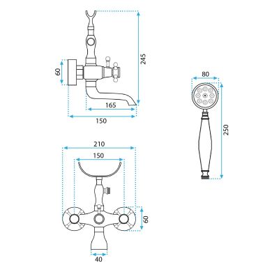 Rea Rustico bateria wannowo-prysznicowa ścienna złoty antyczny REA-B0702