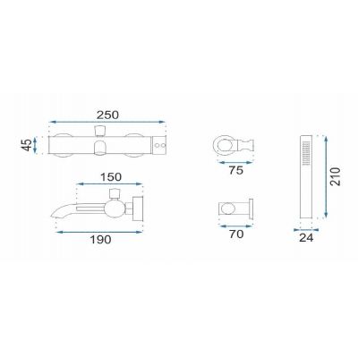 Rea Lungo bateria wannowo-prysznicowa ścienna miedź szczotkowana REA-B1115