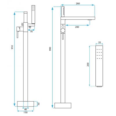 Rea Flores bateria wannowo-prysznicowa wolnostojąca czarna REA-B2711