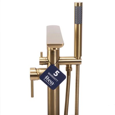 Rea Flores bateria wannowo-prysznicowa wolnostojąca złoty szczotkowany REA-B2713