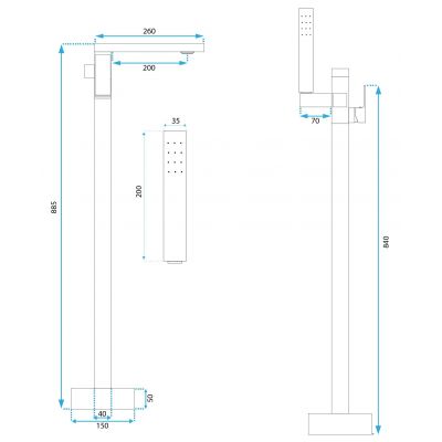 Rea Tery bateria wannowo-prysznicowa wolnostojąca czarna REA-B5304