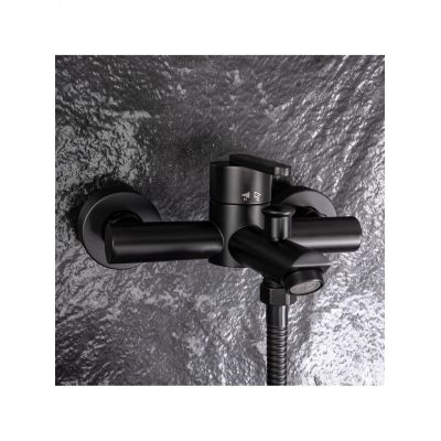 Rea Ontario bateria wannowo-prysznicowa ścienna czarna REA-B5512