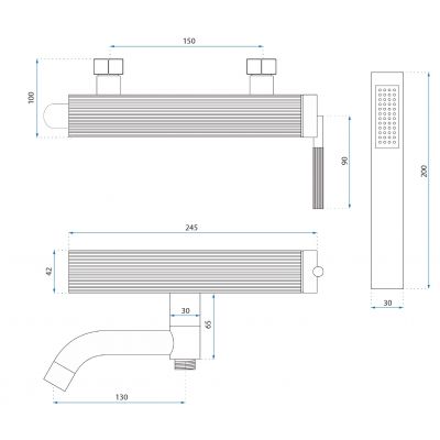 Rea Argon bateria wannowo-prysznicowa ścienna złota szczotkowana REA-B7804