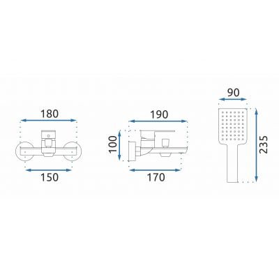 Rea Urban bateria wannowo-prysznicowa ścienna czarny mat REA-B9910