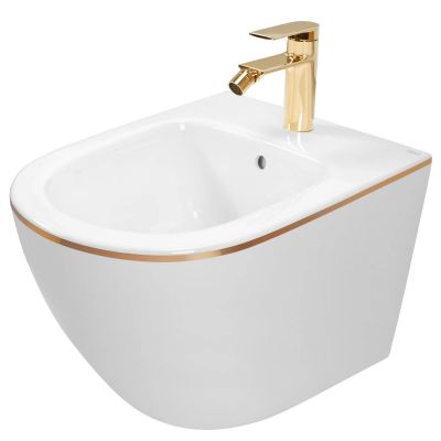 Rea Carlo Mini bidet wiszący biały/złoty REA-C6990