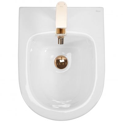 Rea Carlo Mini bidet wiszący biały/złoty REA-C6990