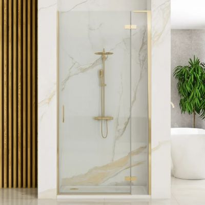 Rea Hugo drzwi prysznicowe 90 cm uchylne złoty szczotkowany/szkło przezroczyste REA-K8411