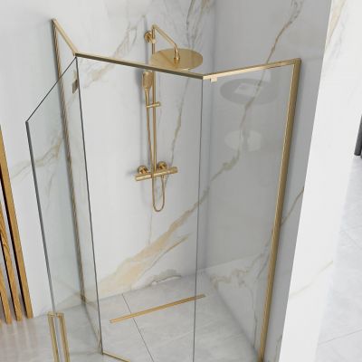 Rea Diamond Gold kabina prysznicowa 100x100 cm pięciokątna złoty/szkło przezroczyste REA-K6616