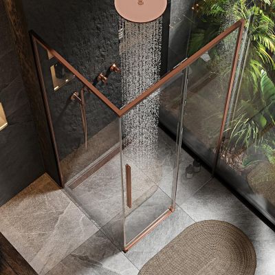 Rea Solar Brush Copper kabina prysznicowa 100x80 cm prostokątna miedź mat/szkło przezroczyste REA-K9513