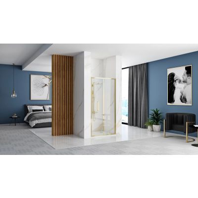 Rea Rapid Fold drzwi prysznicowe 90 cm składane złoty /szkło przezroczyste REA-K4129