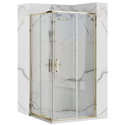 Rea Punto kabina prysznicowa 87,5x87,5 cm kwadratowa złoty połysk/szkło przezroczyste REA-K6440