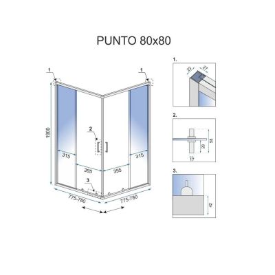 Rea Punto kabina prysznicowa 77,5x77,5 cm kwadratowa złoty połysk/szkło przezroczyste REA-K6441