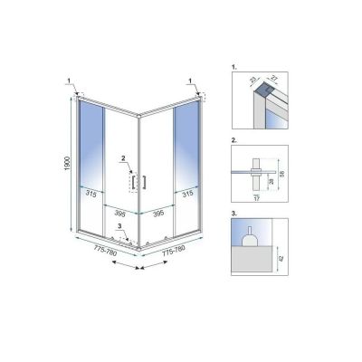Rea City kabina prysznicowa 77,5x77,5 cm kwadratowa złoty szczotkowany/szkło przezroczyste REA-K6444