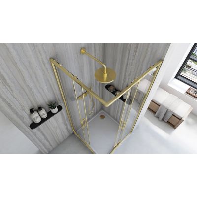 Rea City kabina prysznicowa 77,5x77,5 cm kwadratowa złoty szczotkowany/szkło przezroczyste REA-K6444