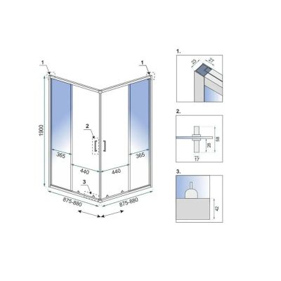 Rea City kabina prysznicowa 87,5x87,5 cm kwadratowa czarny mat/szkło przezroczyste REA-K6446