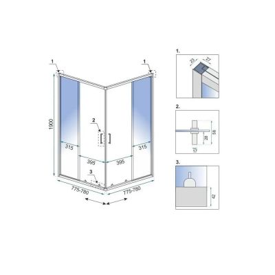 Rea City kabina prysznicowa 77,5x77,5 cm kwadratowa czarny mat/szkło przezroczyste REA-K6448