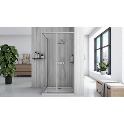 Rea City kabina prysznicowa 77,5x97,5 cm prostokątna srebrny szczotkowany/szkło przezroczyste