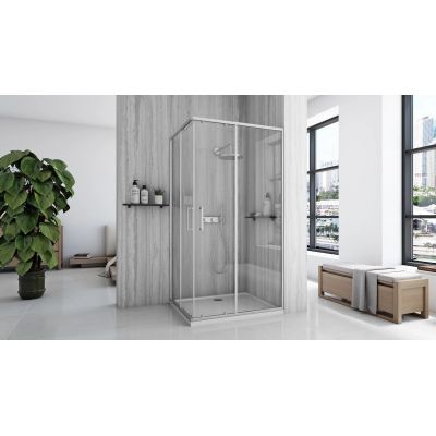 Rea City kabina prysznicowa 77,5x97,5 cm prostokątna srebrny szczotkowany/szkło przezroczyste
