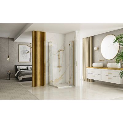 Rea Hugo Gold Brush kabina prysznicowa 100x100 cm kwadratowa złoto szczotkowane/szkło przezroczyste REA-K6605