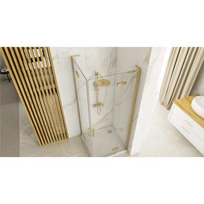 Rea Hugo Gold Brush kabina prysznicowa 100x100 cm kwadratowa złoto szczotkowane/szkło przezroczyste REA-K6605