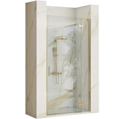 Rea Hugo Gold Brush drzwi prysznicowe 80 cm wnękowe złoto szczotkowane/szkło przezroczyste REA-K8410