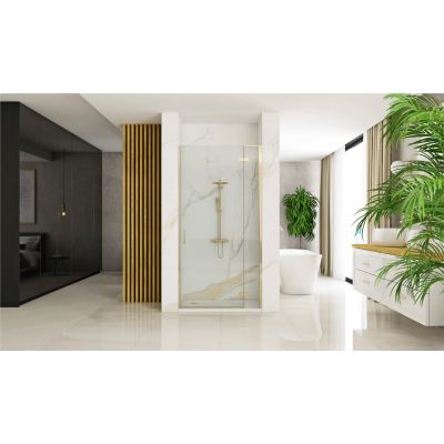 Rea Hugo Gold Brush drzwi prysznicowe 80 cm wnękowe złoto szczotkowane/szkło przezroczyste REA-K8410