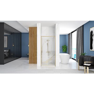 Rea Rapid Slide drzwi prysznicowe 130 cm rozsuwane złoty szczotkowany/szkło przezroczyste REA-K8590