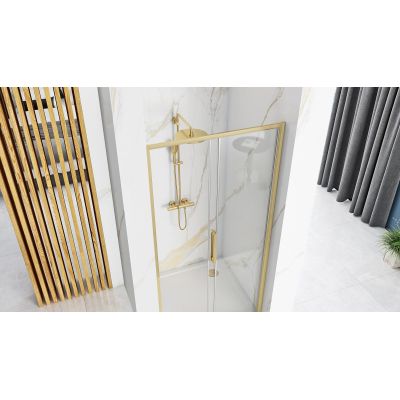 Rea Rapid Slide drzwi prysznicowe 130 cm rozsuwane złoty szczotkowany/szkło przezroczyste REA-K8590