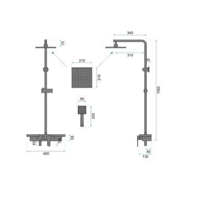 Rea Bravo zestaw wannowo-prysznicowy ścienny z deszczownicą złoty REA-P4120