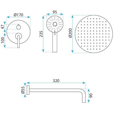 Rea Ontario zestaw prysznicowy podtynkowy z deszczownicą REA-P5503